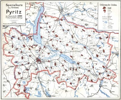 Pre-war Map of Pyritz and the Pyritz District by Wolfgang Langkabel